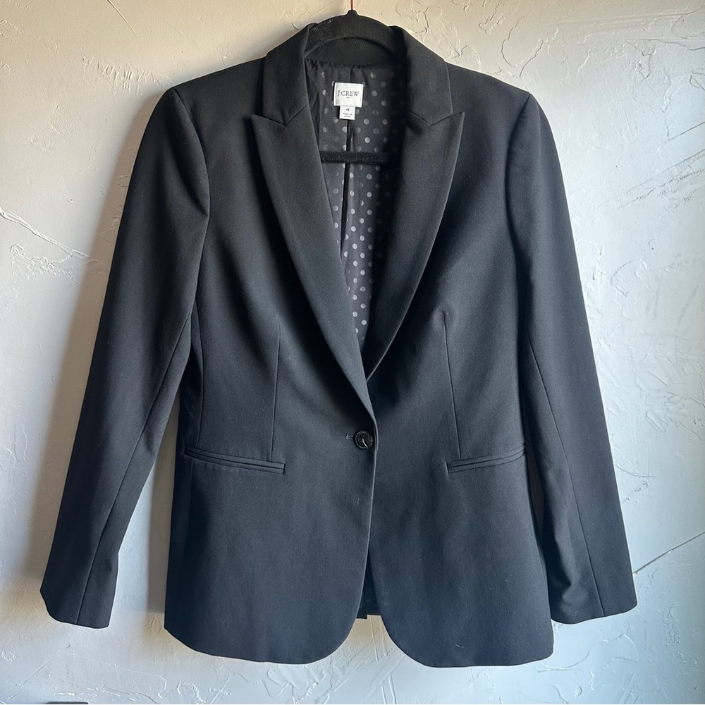 J.Crew Black Tailored Blazer Minimalist Classic Old Money Model Off Duty Sz 4